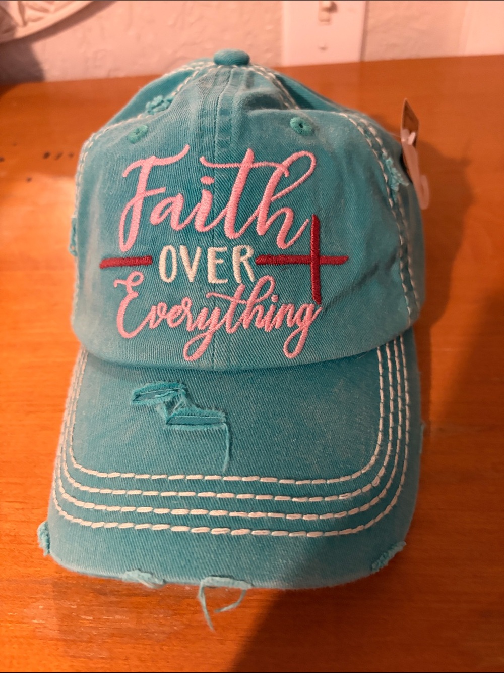 KBETHOS Teal Cap with Pink & White Embroidery